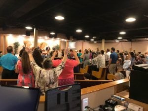 Worshippers at Christian World Fellowship in Salem Oregon